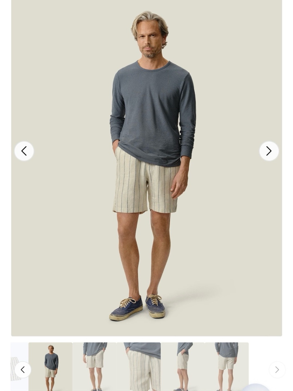 Alex Crane Tan Stripe Linen Shorts